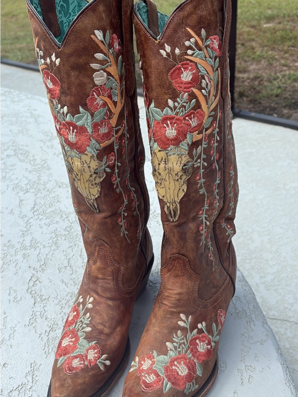 Corral Women's Brown Over-the-Knee Embroidered Floral Western Boots